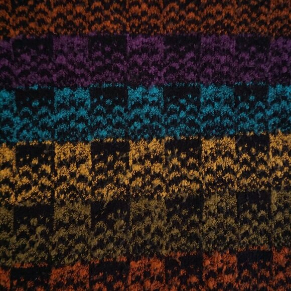 '80S Teal Purple Yellow 3D Eclectic Coogi Biggie Cosby Crewneck Knit Sweater L - Picture 9 of 9